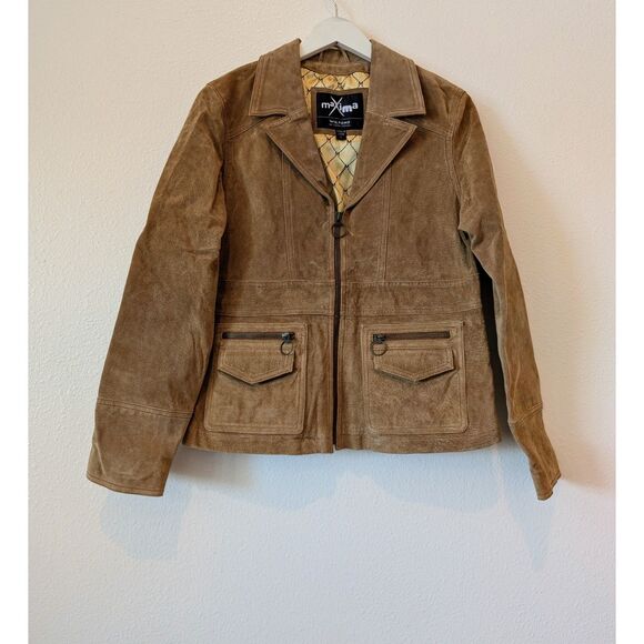 Vtg. Wilsons Leather Maxima Tan Suede Crop Jacket Sz L - Picture 10 of 10
